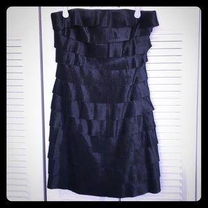 Black strapless tier dress